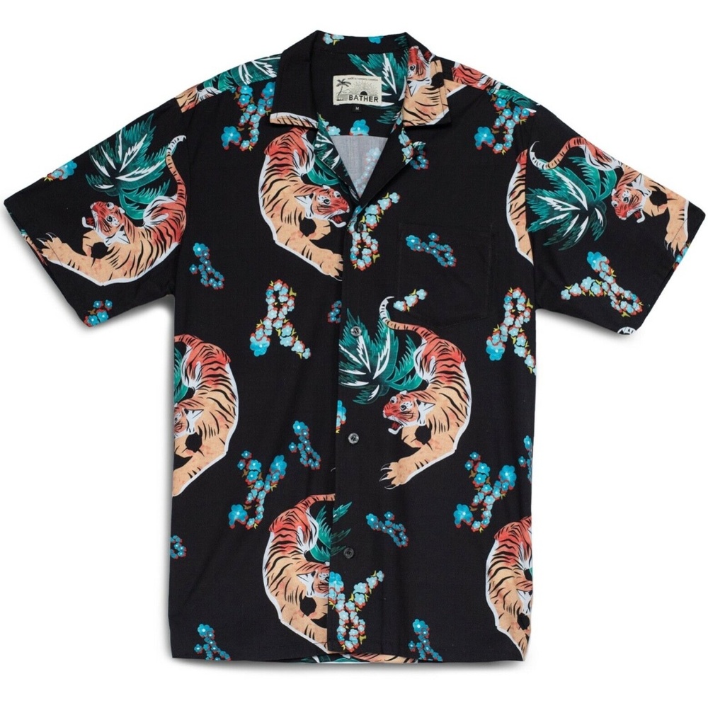 New Bather Hawaiian Tiger Camp Shirt Japanese Inspired Hawaiian Tiger Size Large